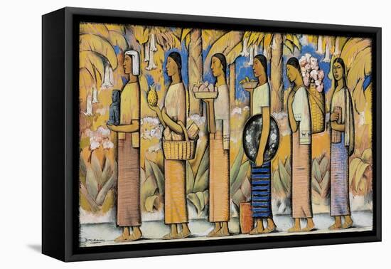 Procession (Gouache and Ink on Paper)-Alfredo Ramos Martinez-Framed Premier Image Canvas