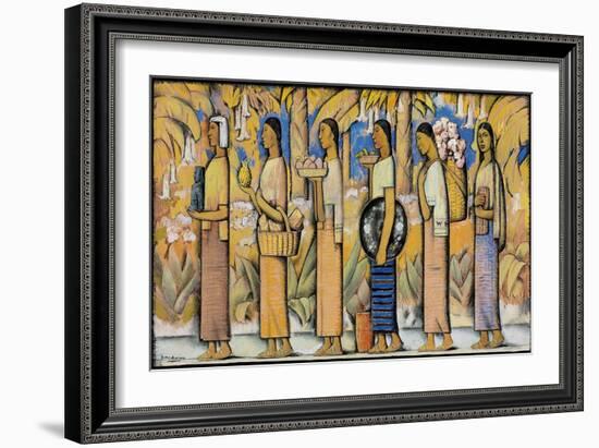 Procession (Gouache and Ink on Paper)-Alfredo Ramos Martinez-Framed Giclee Print