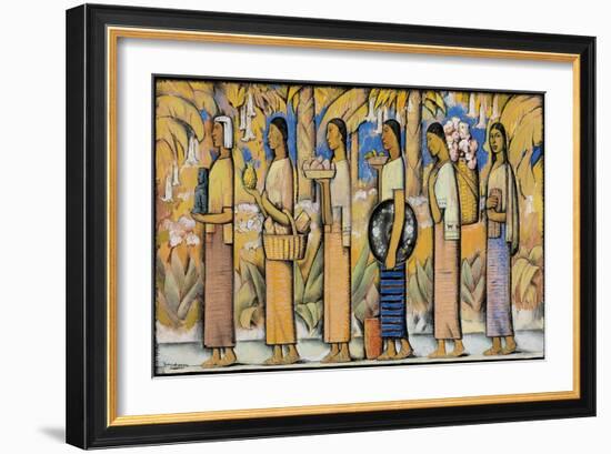 Procession (Gouache and Ink on Paper)-Alfredo Ramos Martinez-Framed Giclee Print