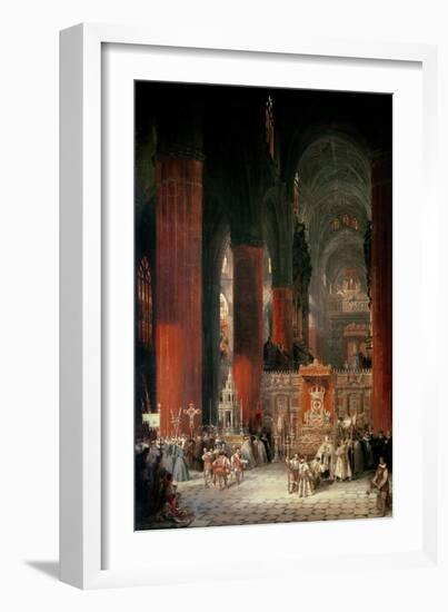 Procession in Seville Cathedral, 1833-David Roberts-Framed Giclee Print