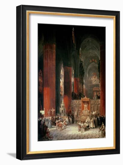 Procession in Seville Cathedral, 1833-David Roberts-Framed Giclee Print