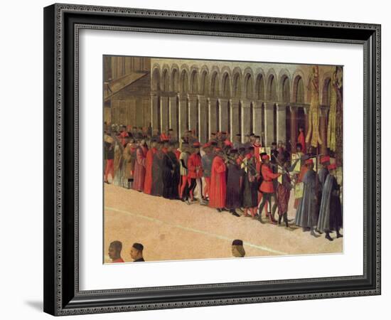 Procession in St. Mark's Square, Detail of Musicians, 1496-Gentile Bellini-Framed Giclee Print