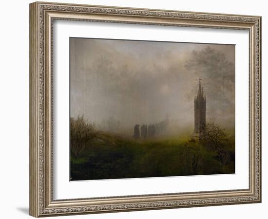 Procession in the fog-Ernst Ferdinand Oehme-Framed Giclee Print