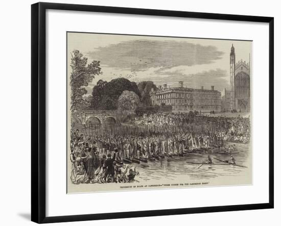 Procession of Boats at Cambridge, Three Cheers for the Cambridge Eight-null-Framed Giclee Print