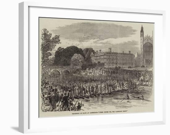 Procession of Boats at Cambridge, Three Cheers for the Cambridge Eight-null-Framed Giclee Print