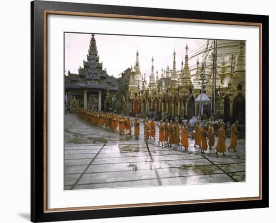 Procession of Buddhist Monks, Shwe Dagon Pagoda, Ceremonies Marking 2,500th Anniversary of Buddhism-John Dominis-Framed Photographic Print