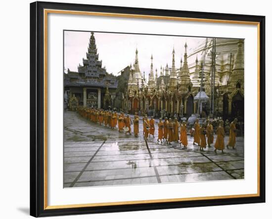 Procession of Buddhist Monks, Shwe Dagon Pagoda, Ceremonies Marking 2,500th Anniversary of Buddhism-John Dominis-Framed Photographic Print