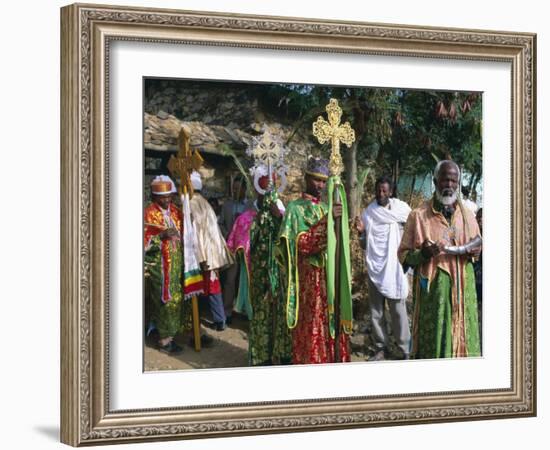 Procession of Christian Men and Crosses, Rameaux Festival, Axoum, Tigre Region, Ethiopia-Bruno Barbier-Framed Photographic Print