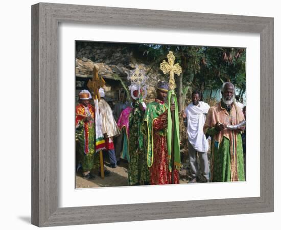 Procession of Christian Men and Crosses, Rameaux Festival, Axoum, Tigre Region, Ethiopia-Bruno Barbier-Framed Photographic Print