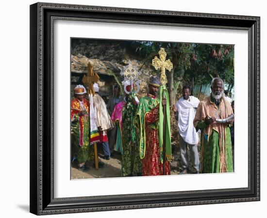 Procession of Christian Men and Crosses, Rameaux Festival, Axoum, Tigre Region, Ethiopia-Bruno Barbier-Framed Photographic Print