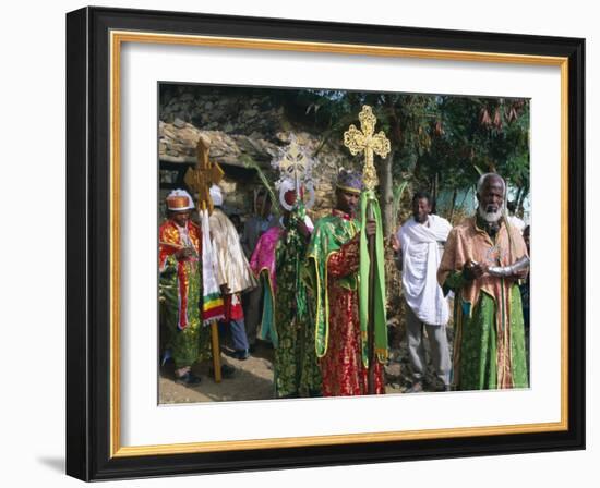 Procession of Christian Men and Crosses, Rameaux Festival, Axoum, Tigre Region, Ethiopia-Bruno Barbier-Framed Photographic Print