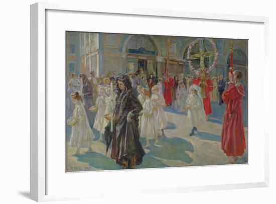 Procession of Corpus Christi in Piazza Grande in Trieste, 1908-Arturo Fittke-Framed Giclee Print