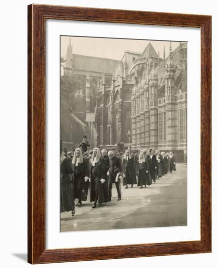 Procession of Judges at Westminster Abbey a Custom Before the Opening of the Law Courts-null-Framed Photographic Print