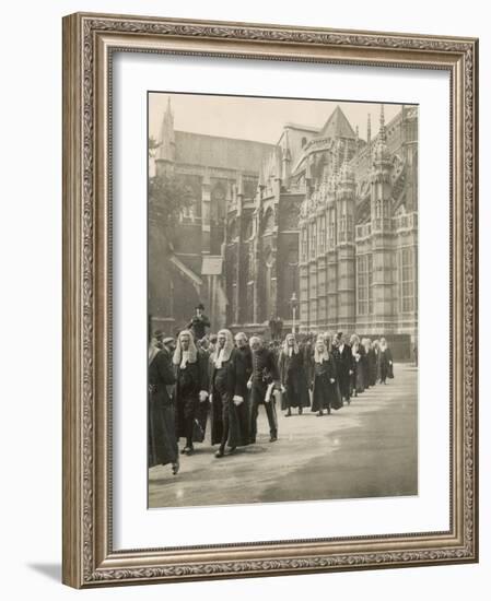 Procession of Judges at Westminster Abbey a Custom Before the Opening of the Law Courts-null-Framed Photographic Print