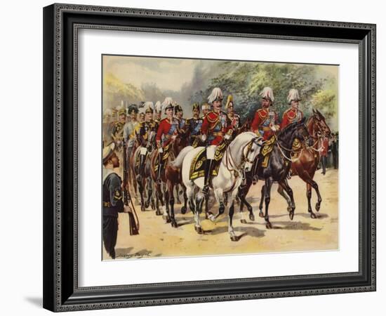 Procession of Nine Kings, Funeral of King Edward VII, 20 May 1910-Henry Payne-Framed Giclee Print