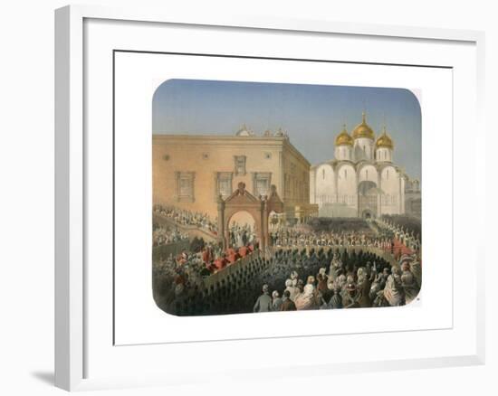 Procession of Of Tsarina Alexandra Feodorovna to the Cathedral of the Dormition, Moscow, 1856-Mihály Zichy-Framed Giclee Print