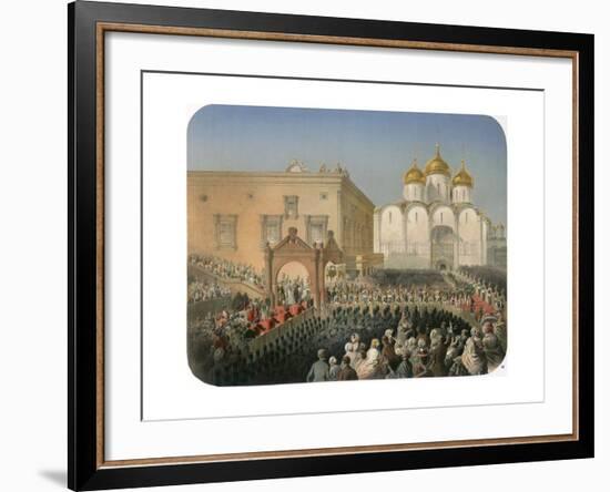 Procession of Of Tsarina Alexandra Feodorovna to the Cathedral of the Dormition, Moscow, 1856-Mihály Zichy-Framed Giclee Print