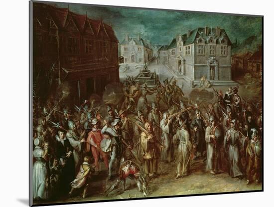 Procession of the Holy League in 1590 (Oil on Panel)-French School-Mounted Giclee Print