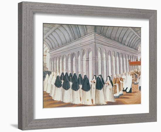 Procession of the Holy Sacrament in the Cloister, from 'L'Abbaye De Port-Royal', C.1710-Louise Madelaine Cochin-Framed Giclee Print