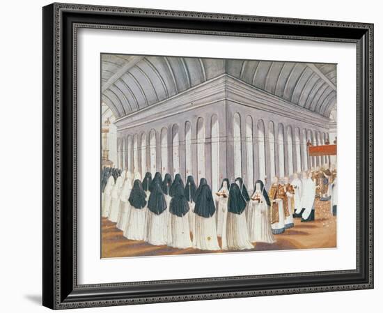 Procession of the Holy Sacrament in the Cloister, from 'L'Abbaye De Port-Royal', C.1710-Louise Madelaine Cochin-Framed Giclee Print