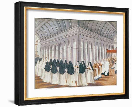 Procession of the Holy Sacrament in the Cloister, from 'L'Abbaye De Port-Royal', C.1710-Louise Madelaine Cochin-Framed Giclee Print