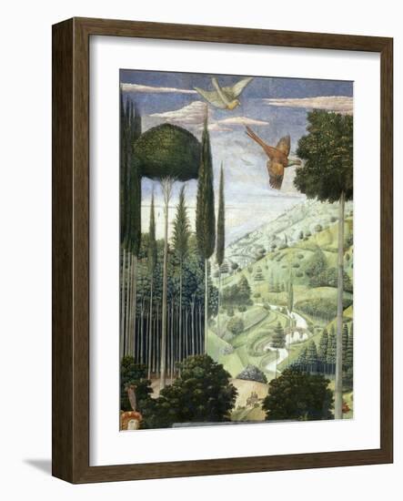 Procession of the Magi: Wall with Emperor John VII Paleologus, detail (Landscape)-Benozzo Gozzoli-Framed Giclee Print