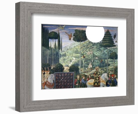 Procession of the Magi: Wall with Emperor John VII Paleologus, detail (Landscape)-Benozzo Gozzoli-Framed Giclee Print