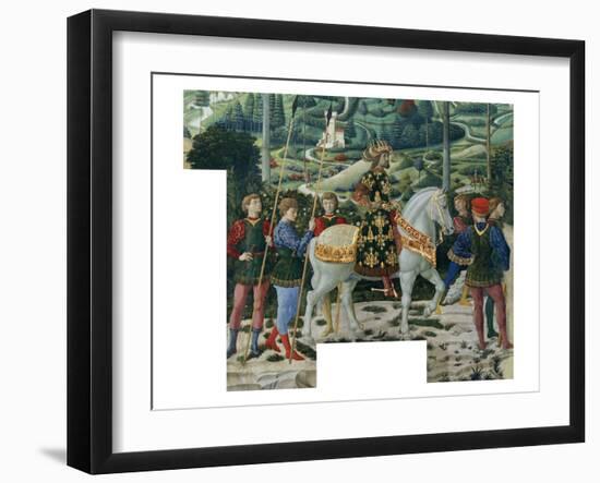 Procession of the Magi: Wall with Emperor John VII Paleologus, detail (The Emperor with Archers)-Benozzo Gozzoli-Framed Giclee Print