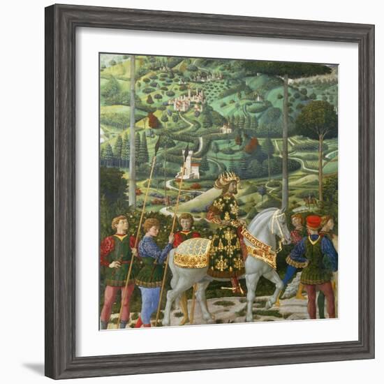 Procession of the Magi: Wall with Emperor John VII Paleologus-Benozzo Gozzoli-Framed Giclee Print