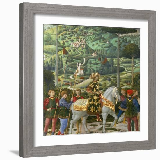 Procession of the Magi: Wall with Emperor John VII Paleologus-Benozzo Gozzoli-Framed Giclee Print