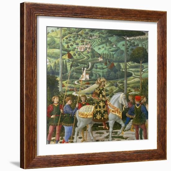 Procession of the Magi: Wall with Emperor John VII Paleologus-Benozzo Gozzoli-Framed Giclee Print