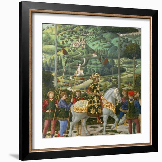 Procession of the Magi: Wall with Emperor John VII Paleologus-Benozzo Gozzoli-Framed Giclee Print