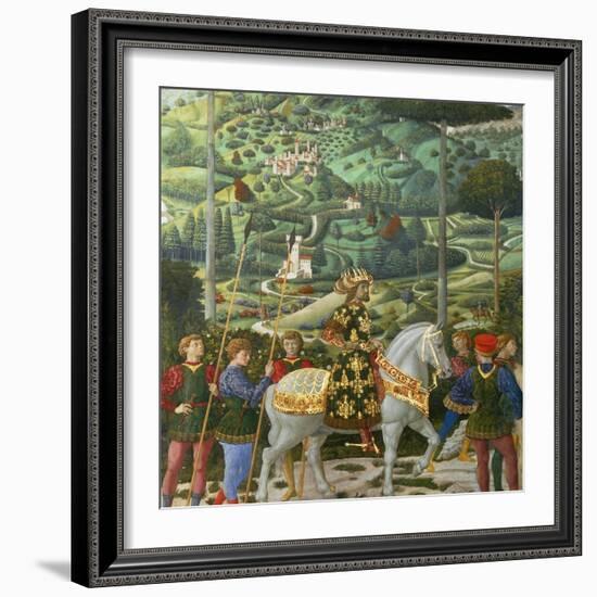 Procession of the Magi: Wall with Emperor John VII Paleologus-Benozzo Gozzoli-Framed Giclee Print