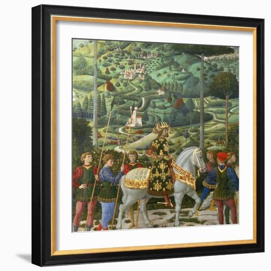 Procession of the Magi: Wall with Emperor John VII Paleologus-Benozzo Gozzoli-Framed Giclee Print