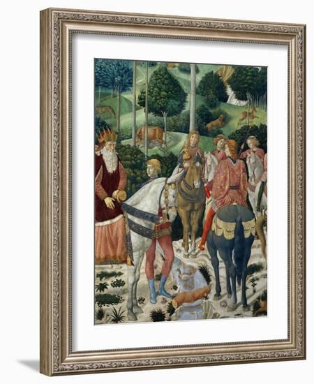 Procession of the Magi: Wall with Giuliano, detail (The Patriarch of Constantinople)-Benozzo Gozzoli-Framed Giclee Print