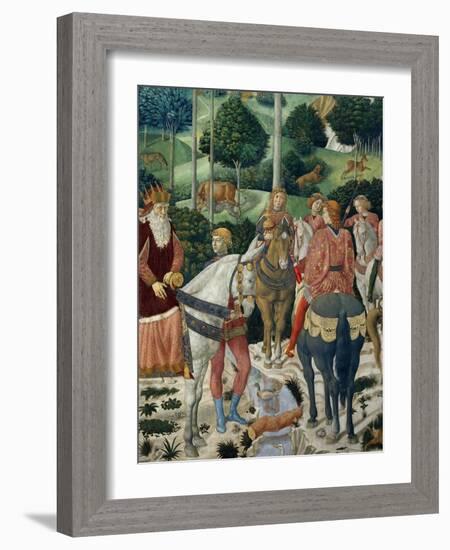 Procession of the Magi: Wall with Giuliano, detail (The Patriarch of Constantinople)-Benozzo Gozzoli-Framed Giclee Print