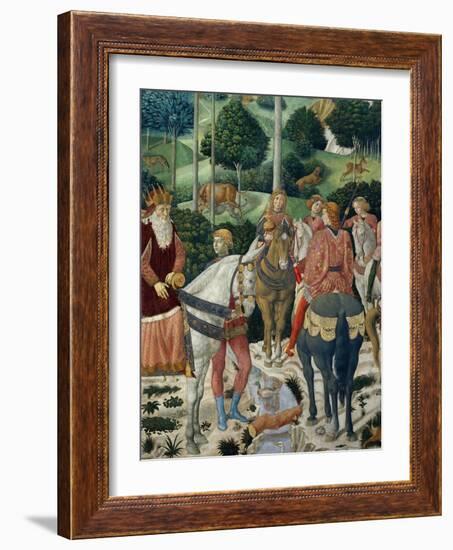 Procession of the Magi: Wall with Giuliano, detail (The Patriarch of Constantinople)-Benozzo Gozzoli-Framed Giclee Print