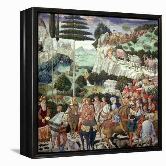 Procession of the Magi: Wall with Giuliano-Benozzo Gozzoli-Framed Premier Image Canvas