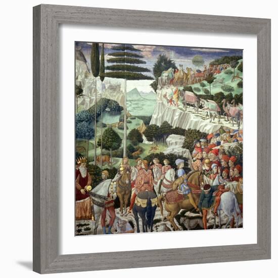 Procession of the Magi: Wall with Giuliano-Benozzo Gozzoli-Framed Giclee Print