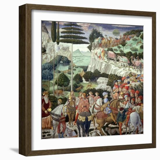 Procession of the Magi: Wall with Giuliano-Benozzo Gozzoli-Framed Giclee Print