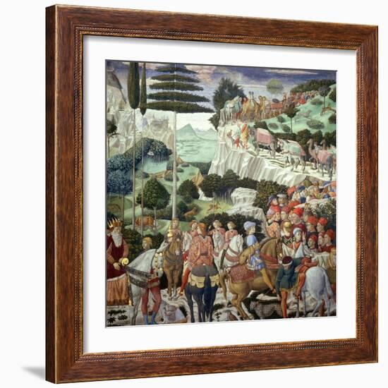 Procession of the Magi: Wall with Giuliano-Benozzo Gozzoli-Framed Giclee Print