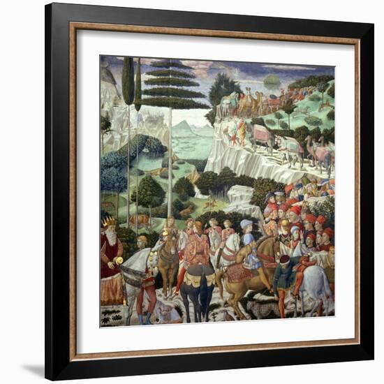 Procession of the Magi: Wall with Giuliano-Benozzo Gozzoli-Framed Giclee Print