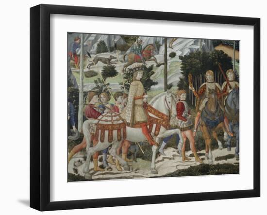 Procession of the Magi: Wall with Lorenzo, detail (Lorenzo with Archers)-Benozzo Gozzoli-Framed Giclee Print