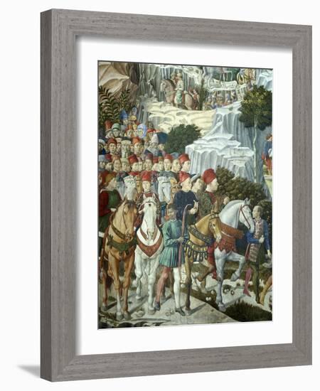 Procession of the Magi: Wall with Lorenzo, detail (Procession with Members of the Medici Family)-Benozzo Gozzoli-Framed Giclee Print