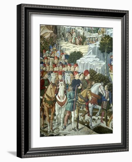 Procession of the Magi: Wall with Lorenzo, detail (Procession with Members of the Medici Family)-Benozzo Gozzoli-Framed Giclee Print