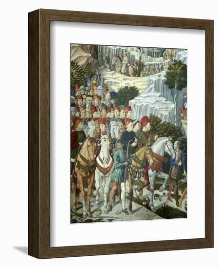 Procession of the Magi: Wall with Lorenzo, detail (Procession with Members of the Medici Family)-Benozzo Gozzoli-Framed Giclee Print