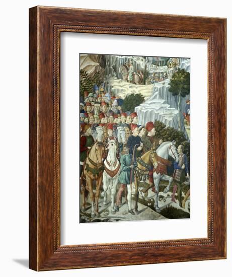 Procession of the Magi: Wall with Lorenzo, detail (Procession with Members of the Medici Family)-Benozzo Gozzoli-Framed Giclee Print