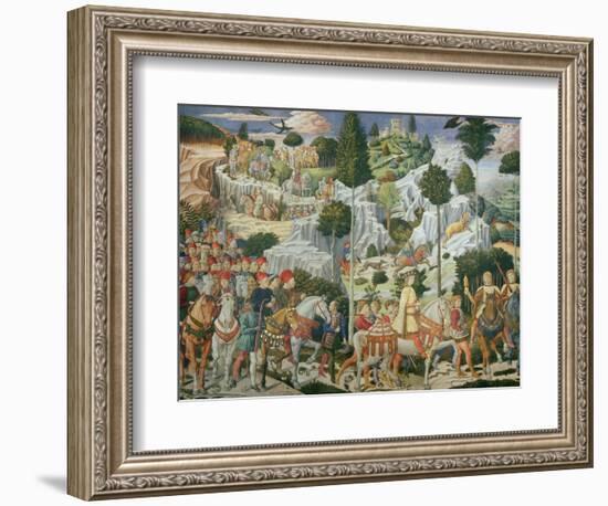 Procession of the Magi: Wall with Lorenzo-Benozzo Gozzoli-Framed Giclee Print