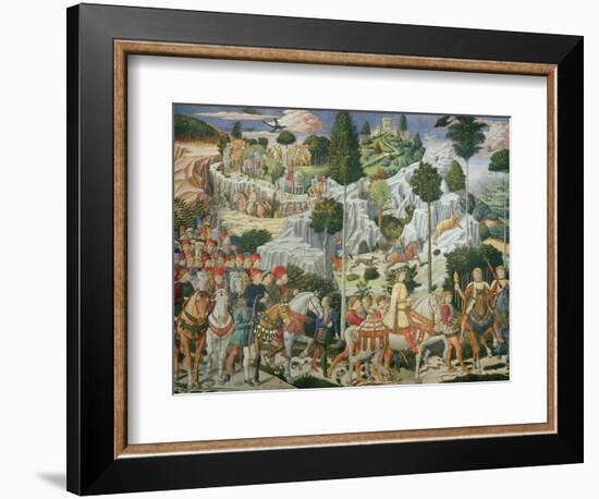 Procession of the Magi: Wall with Lorenzo-Benozzo Gozzoli-Framed Giclee Print