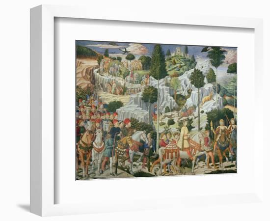 Procession of the Magi: Wall with Lorenzo-Benozzo Gozzoli-Framed Giclee Print